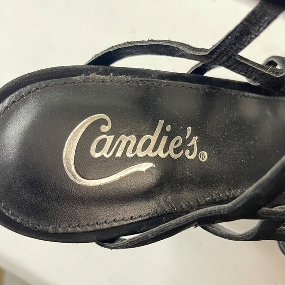 Candies Black Strappy Cage Design High Heel Sandals Size 10 - Picture 5 of 7